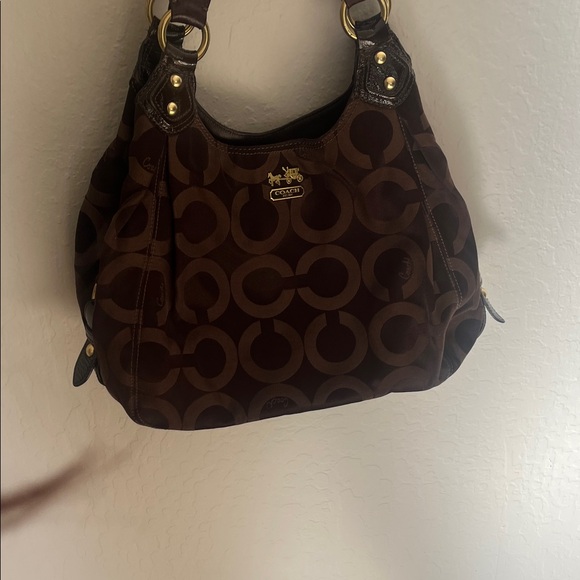 Coach Maggie Madison Op Art Brown Shoulder Bag - Picture 4 of 13